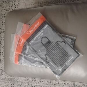 3 Happy Chef Standard Bib Striped Kitchen Aprons Black and White